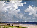 Edward Henry Potthast Canvas Paintings - Sailboats off Far Rockaway